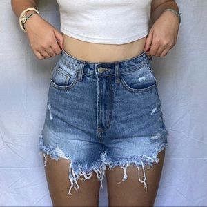 High rise jean shorts